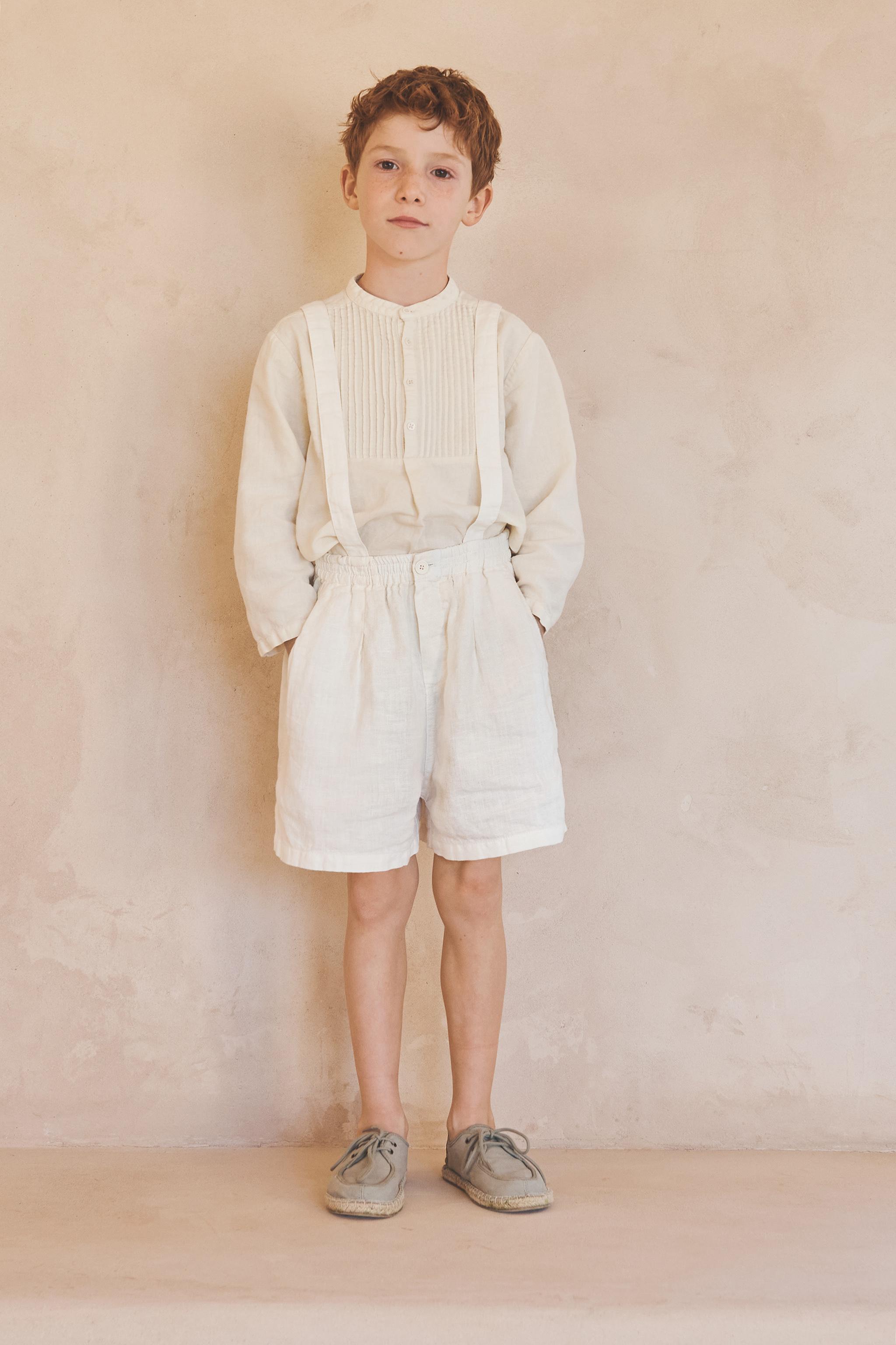 AGES 6-10 / LIMITED EDITION LINEN COTTON BLOUSE WITH PLEATS